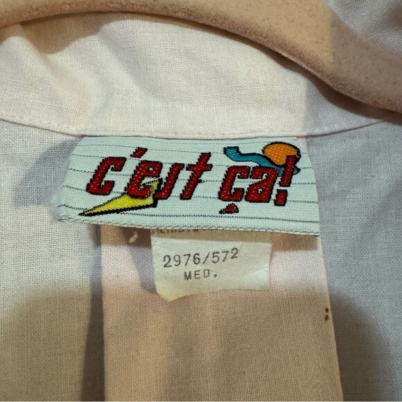 C’est Ça! Vintage 100% Cotton Pink Puff Blazer M - Picture 2 of 4